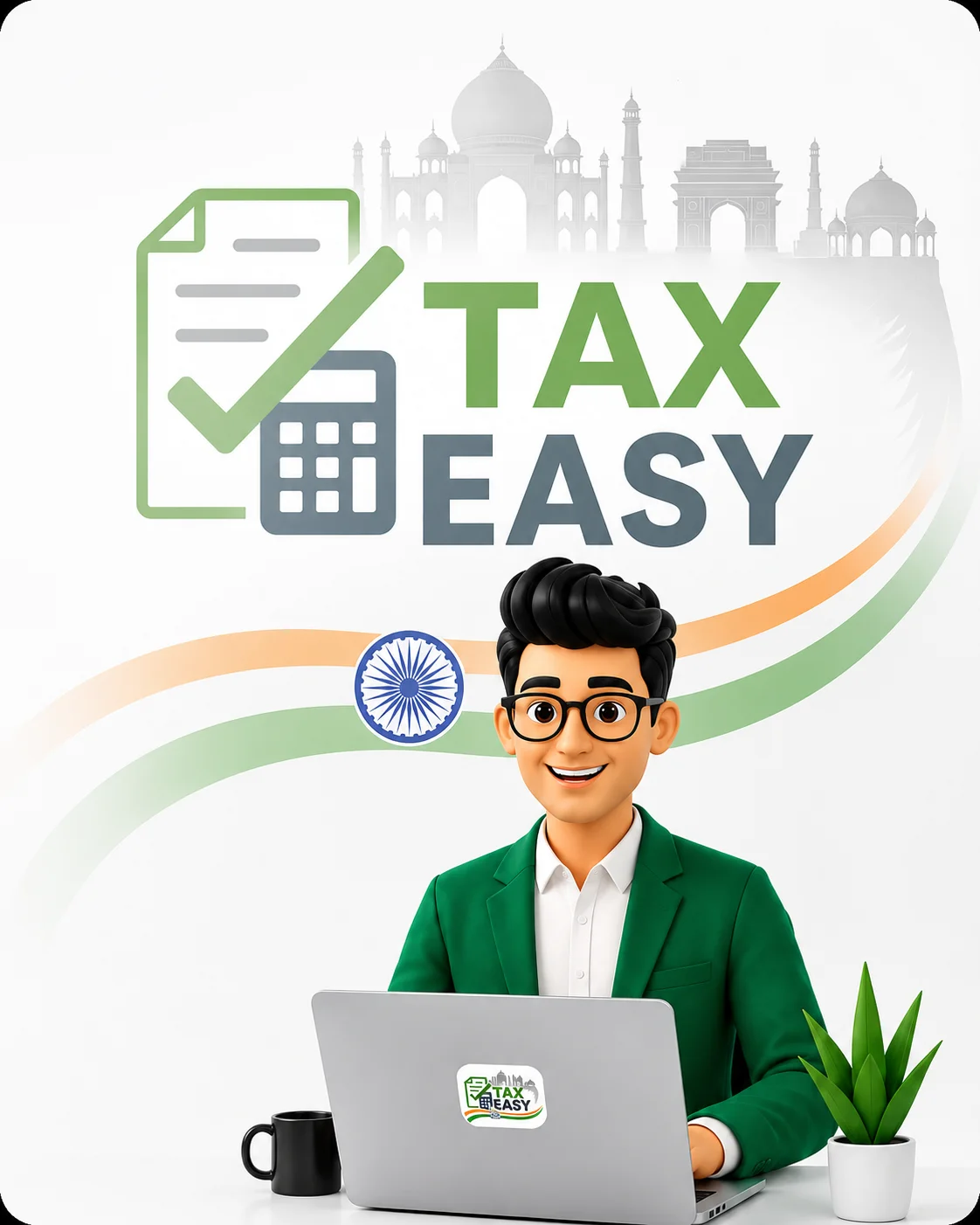 Tax Easy India — online ITR and GST filing expert at laptop
